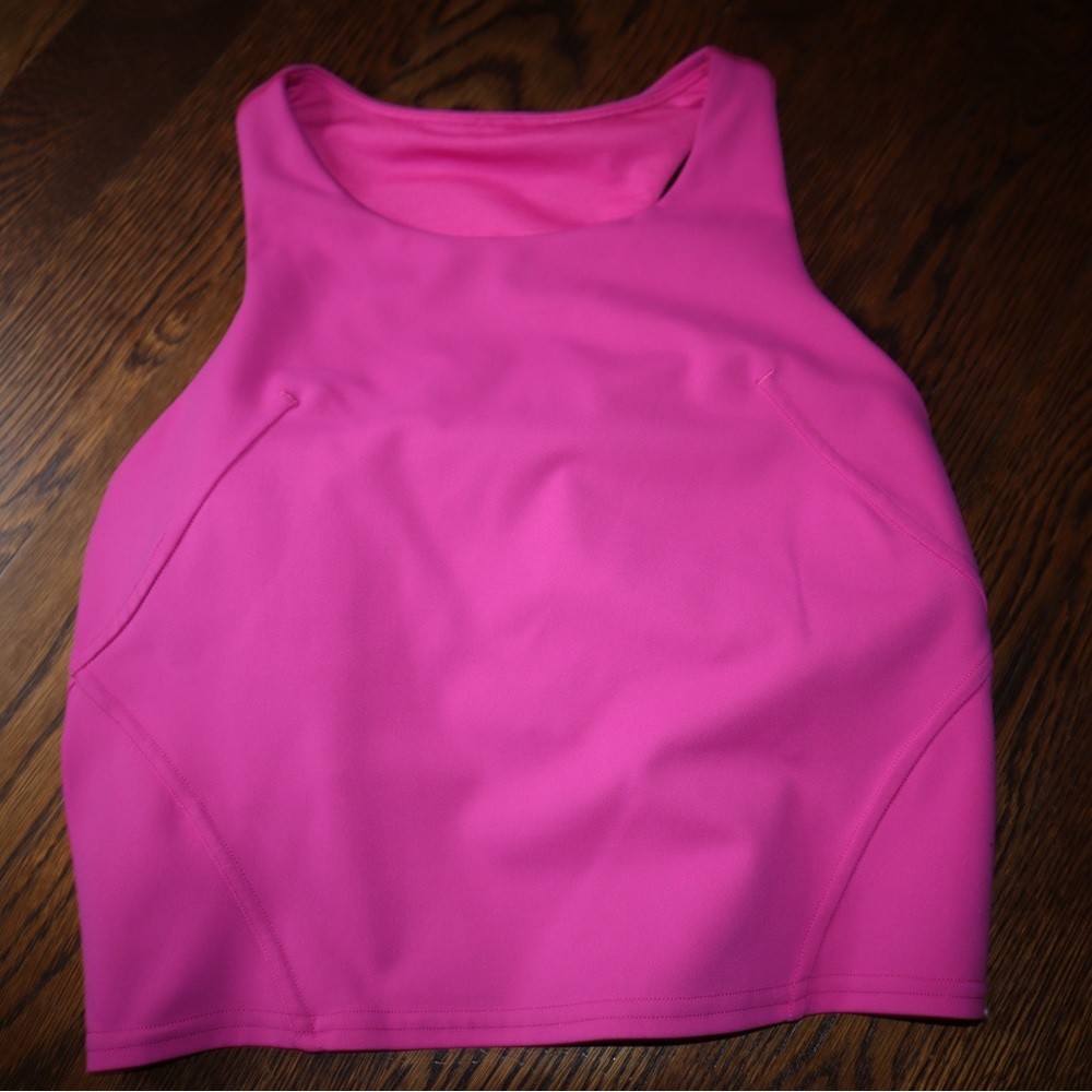 Lululemon wunder train tank high neck size 8 pink crop